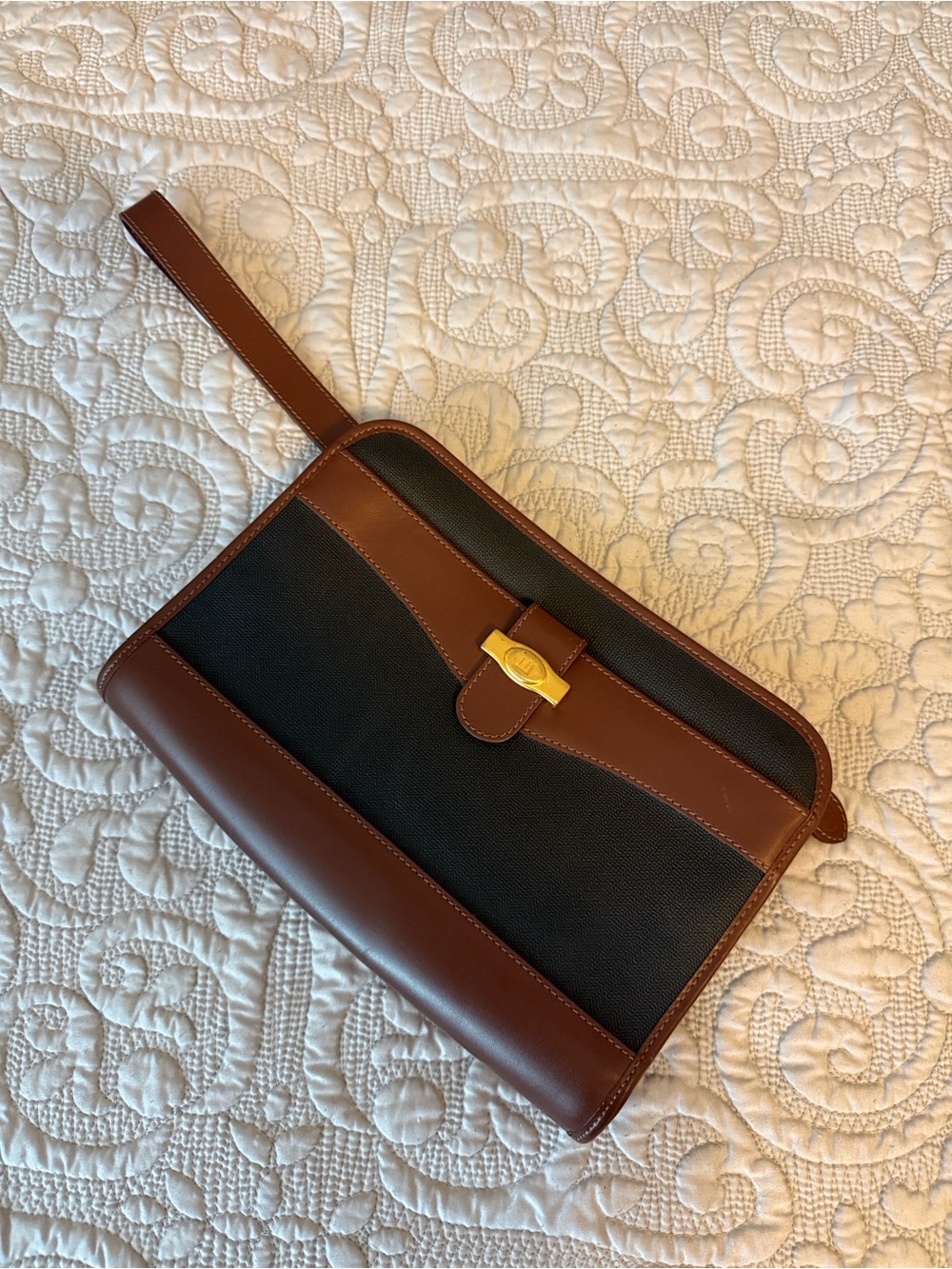 Dunhill Brown and Black Leather Pouch